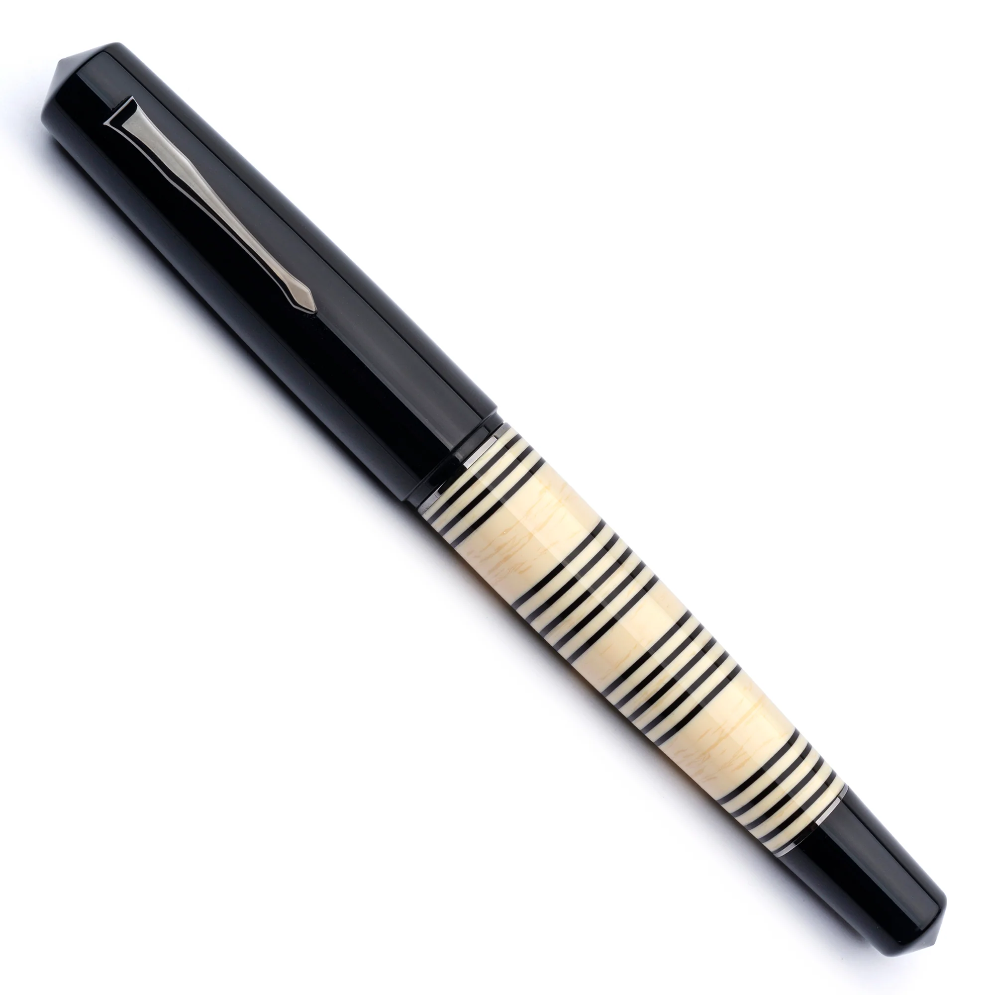 MZG Minimalist black and cream striped celluloid - nib #8 - Image 2